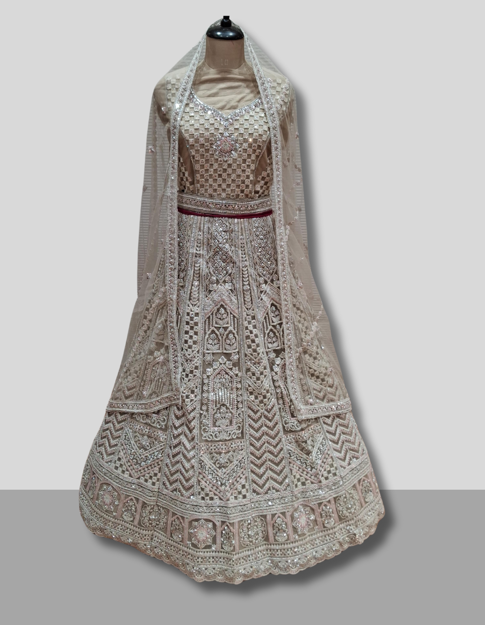 Silver Heavy Embroidered Lehenga