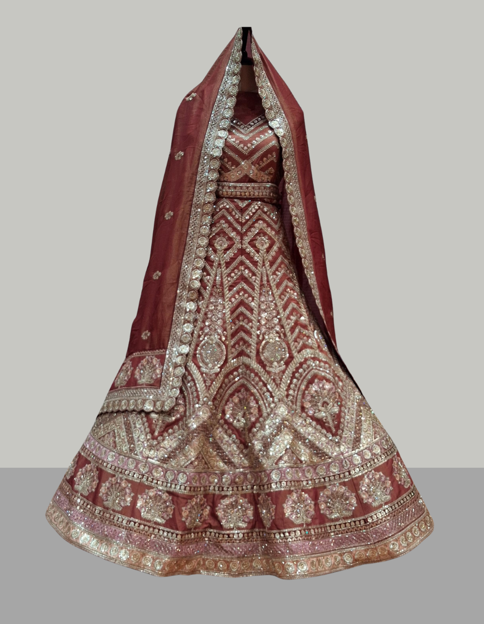 Deep Maroon Ozganza Lehenga