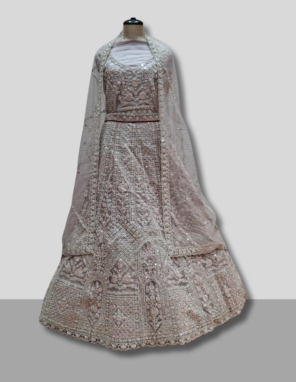 Blush Pink & Rose Gold Embroidered Lehenga