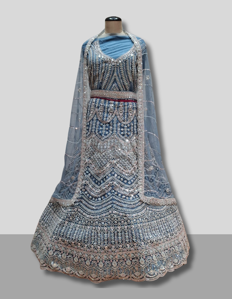 Navy Blue & Silver Embroidered Party Lehenga