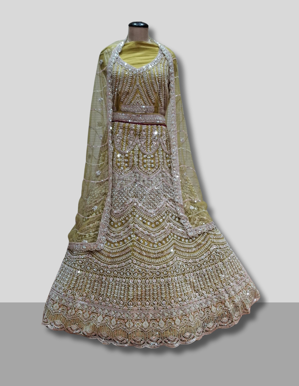 Mustard Gold Sequin Lehenga