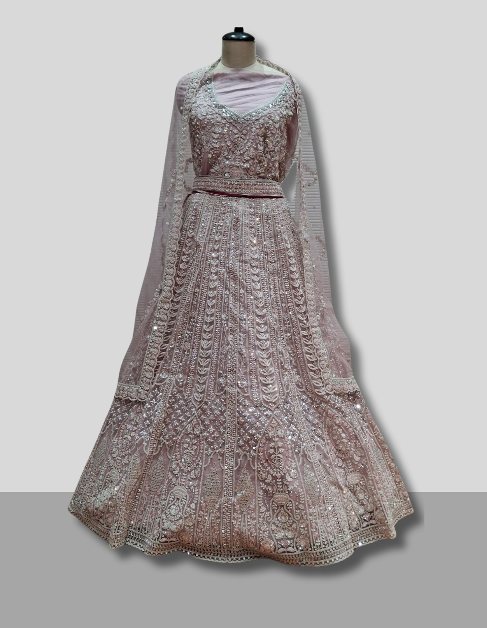 Blush Pink Embroidered Party Wear Lehenga