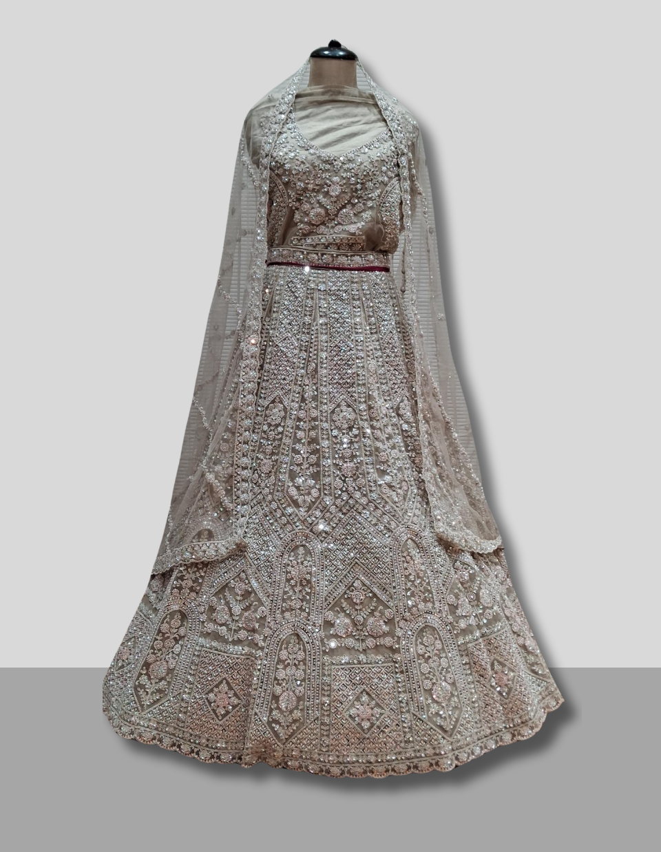 Champagne Gold Sequined Lehenga for Special Occasions