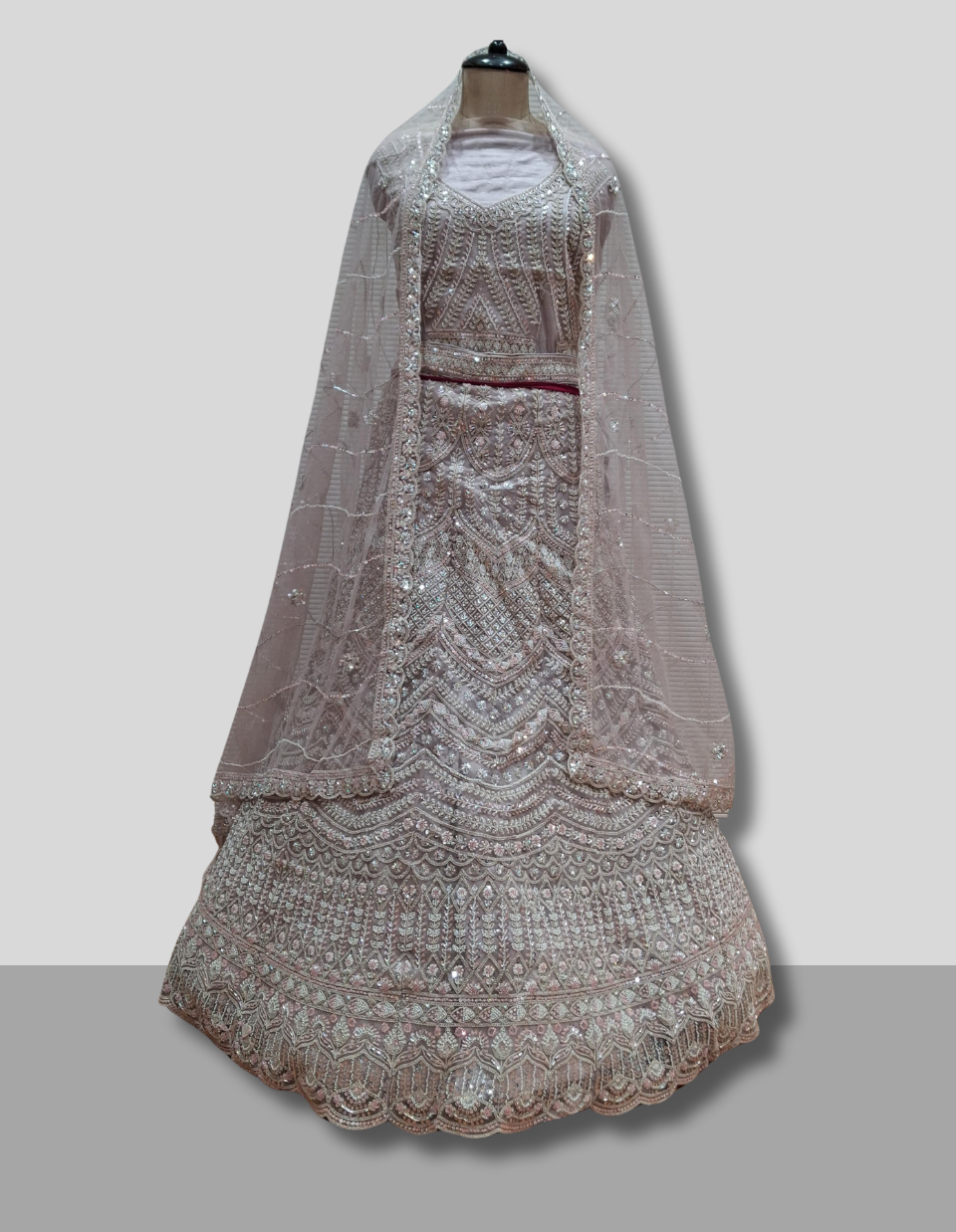Soft Peach Bridal Party Wear Lehenga