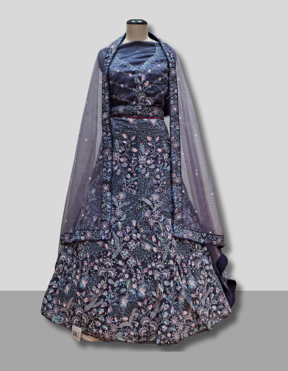 Midnight Blue Floral Sequin Lehenga