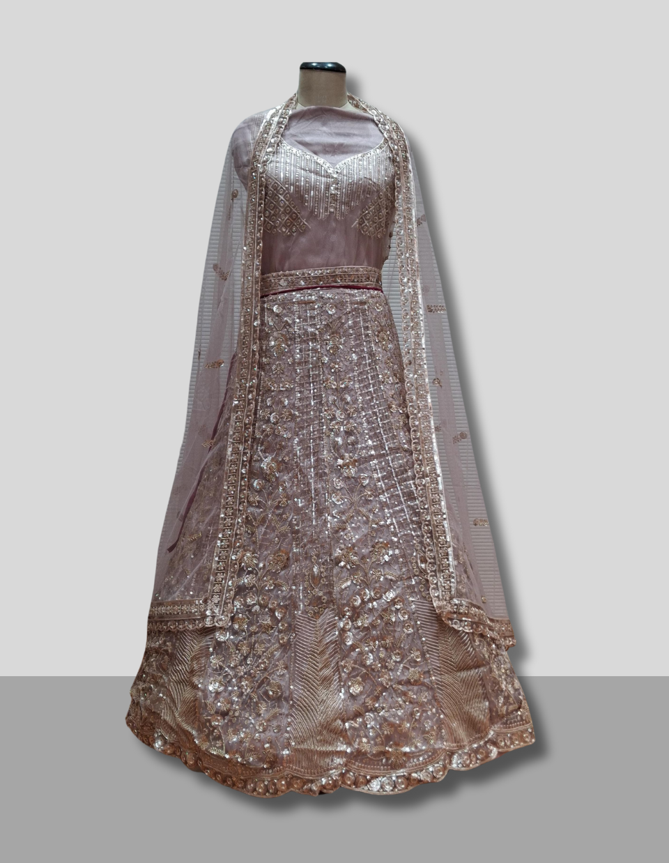 Champagne Gold Mirror Work Lehenga