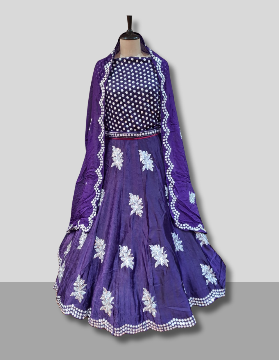 Royal Purple Embroidered Party Wear Lehenga