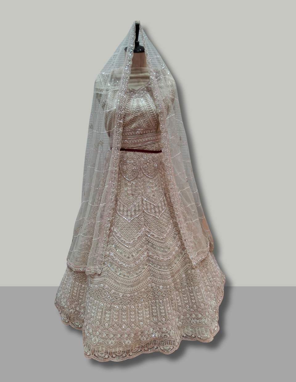 Ivory Pearl Embellished Bridal Lehenga