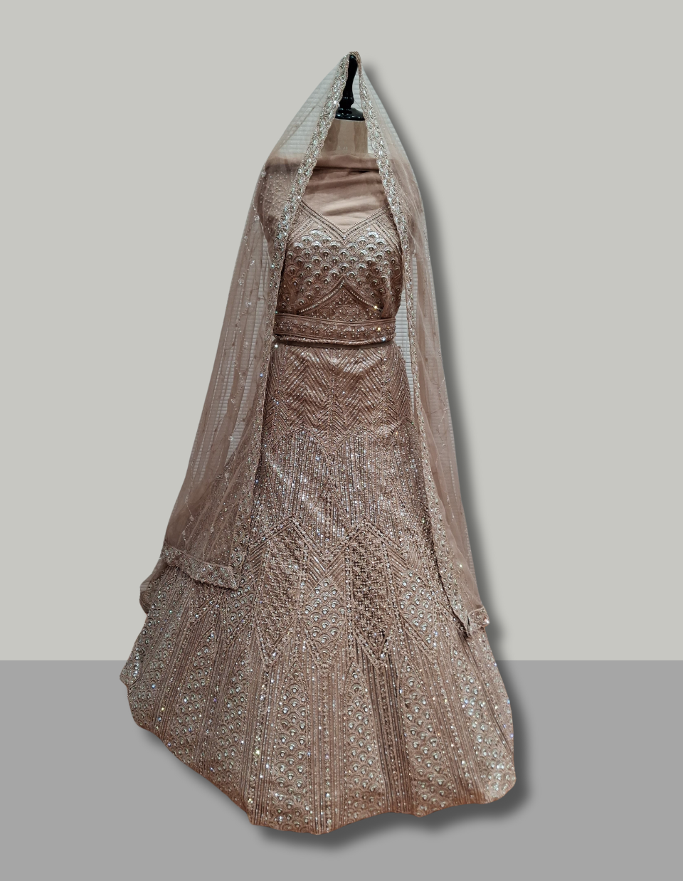Rose Gold Sequin Studded Lehenga Set