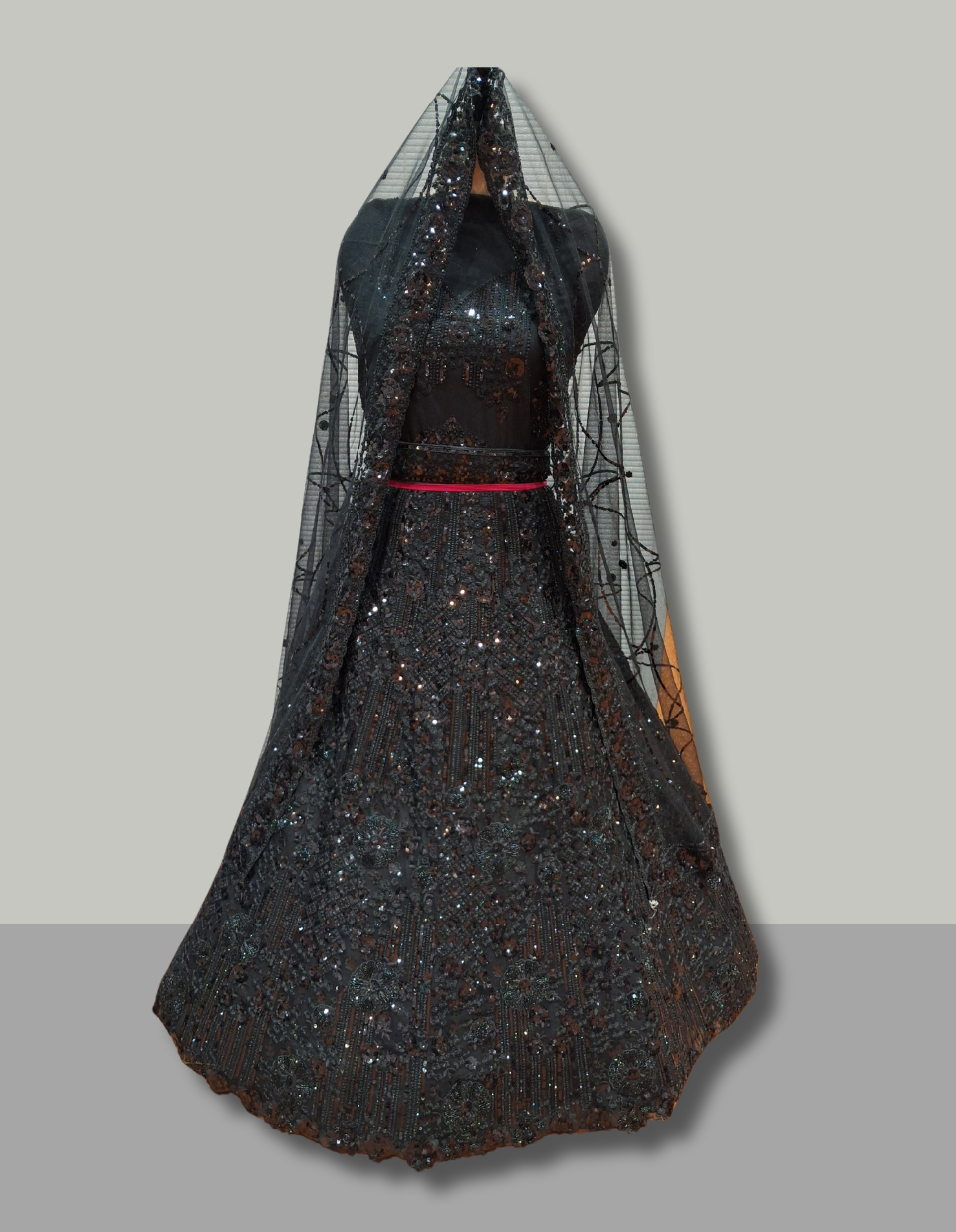Midnight Black Sequin Embroidered Lehenga