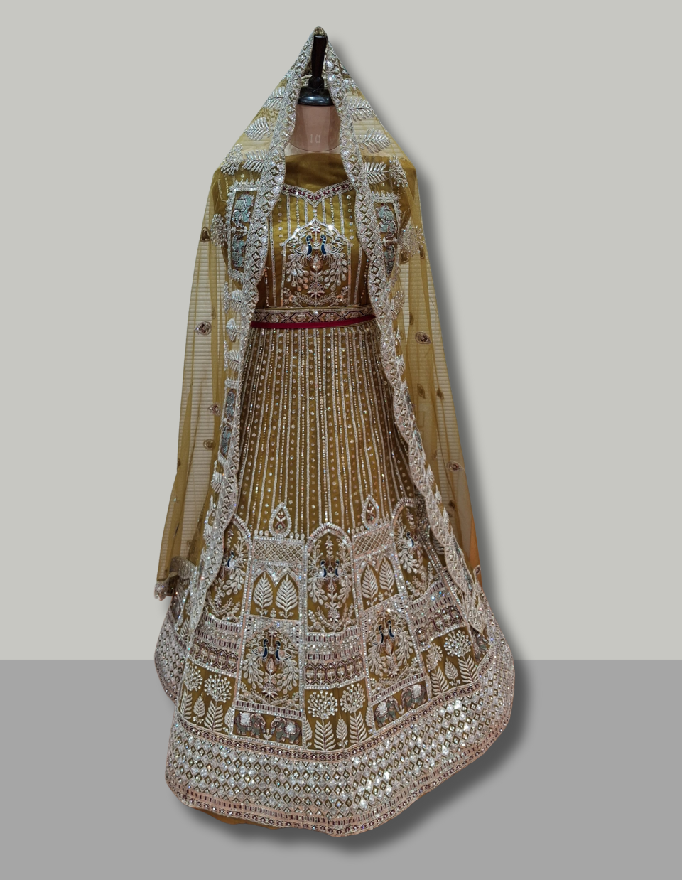 Golden Zari Embroidered Bridal Lehenga