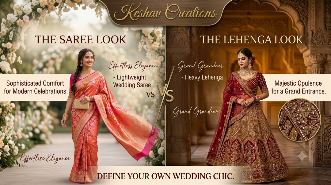 Lightweight Wedding Sarees vs Heavy Lehengas