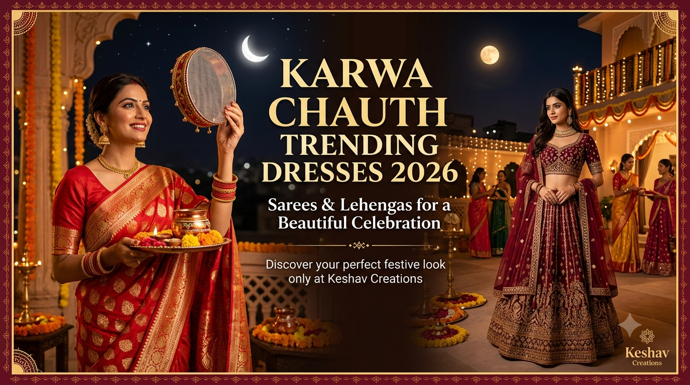 Karwa Chauth Trending Dresses 2026 | Sarees & Lehengas – Keshav Creations