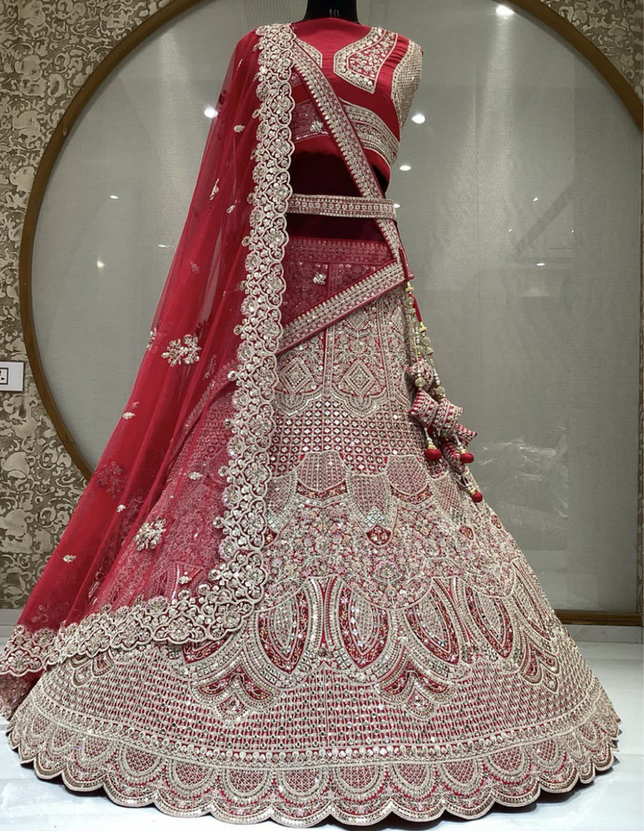 Heavy Work Double Dupptta Bridal lehenga in Pink Color