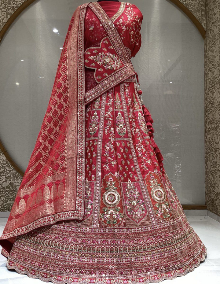 Exquisite Bridal Lehenga with Intricate Hand Embroidery