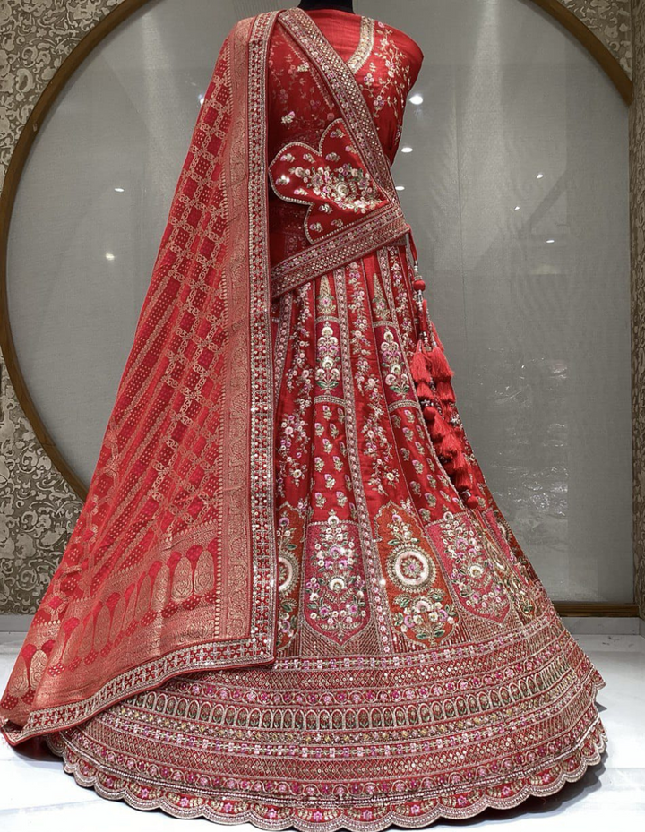 Exquisite Bridal Lehenga with Intricate Hand Embroidery