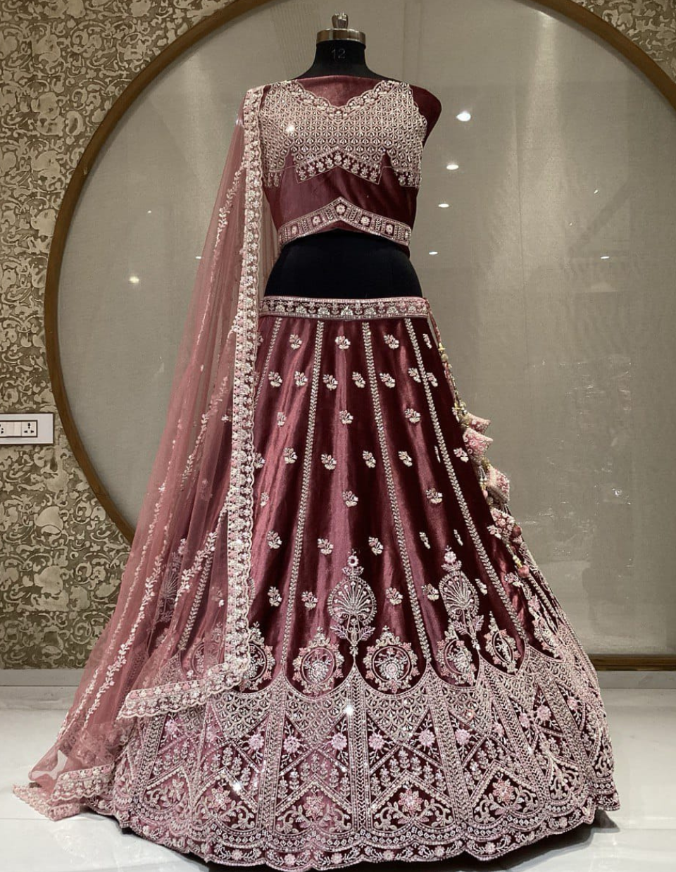 Heavy work Velvet lehenga