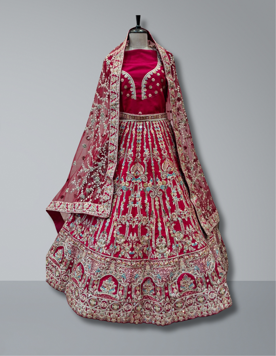 Royal Maroon Embroidered Bridal Lehenga 