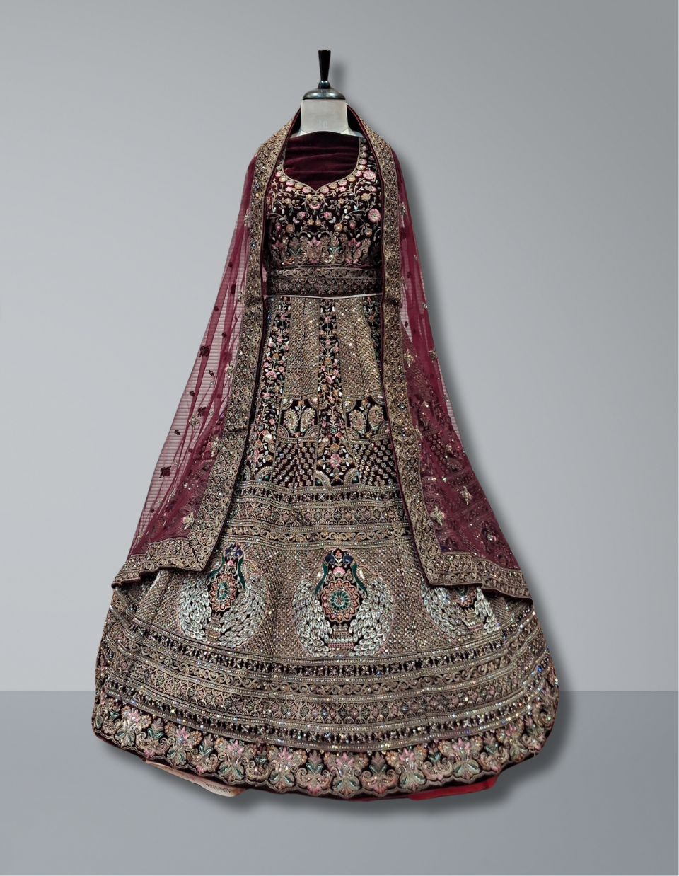 Royal Velvet Maroon Bridal Lehenga 