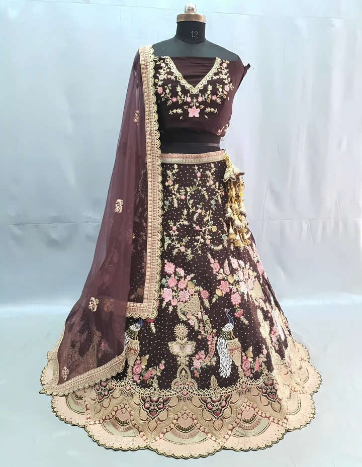 dark brown wedding lehenga