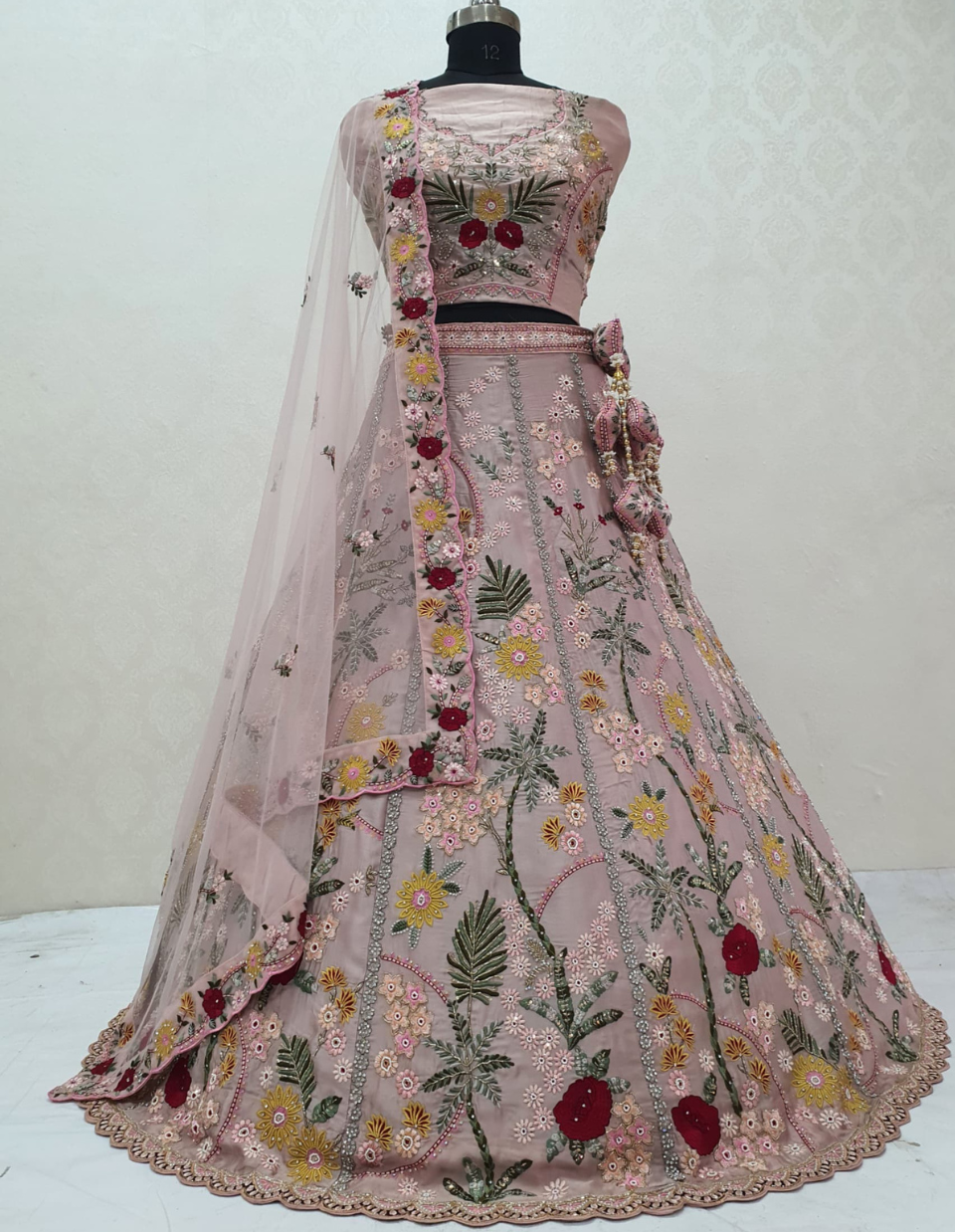 Pastel pink designer wedding lehenga