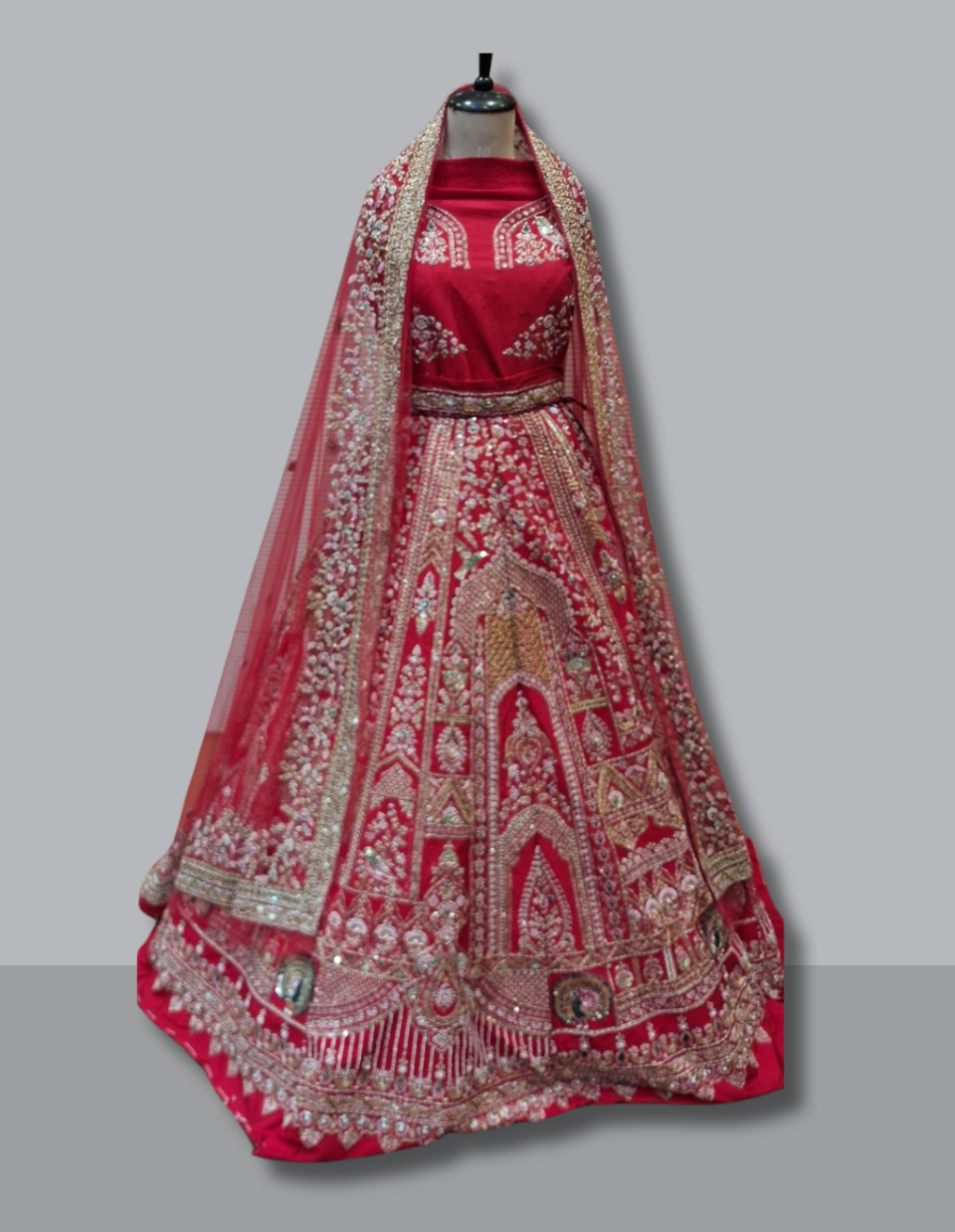 Majestic Temple-Inspired Bridal Lehenga