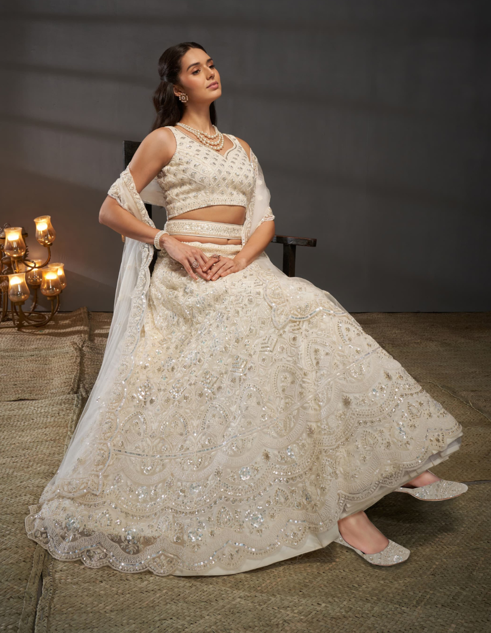 Ivory color Wedding lehenga