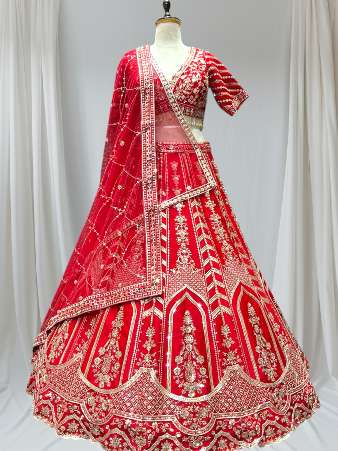 Red Colour Designer Party Wear Lehenga For Girls 