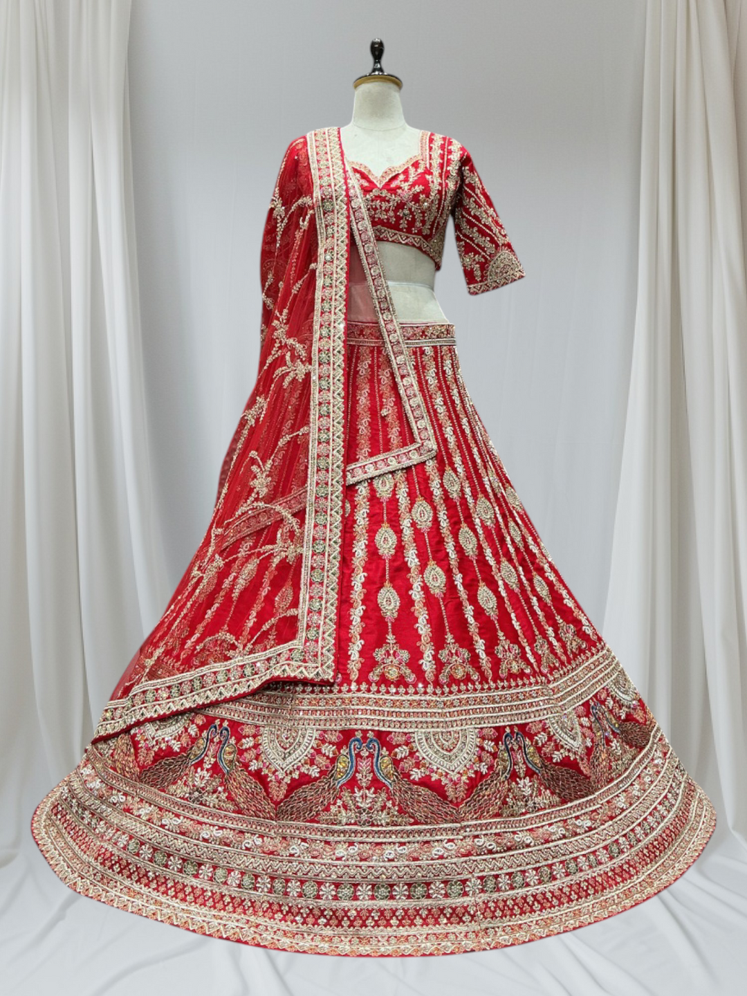 Rani Pink & Royal Red Silk Lehenga Choli for brides