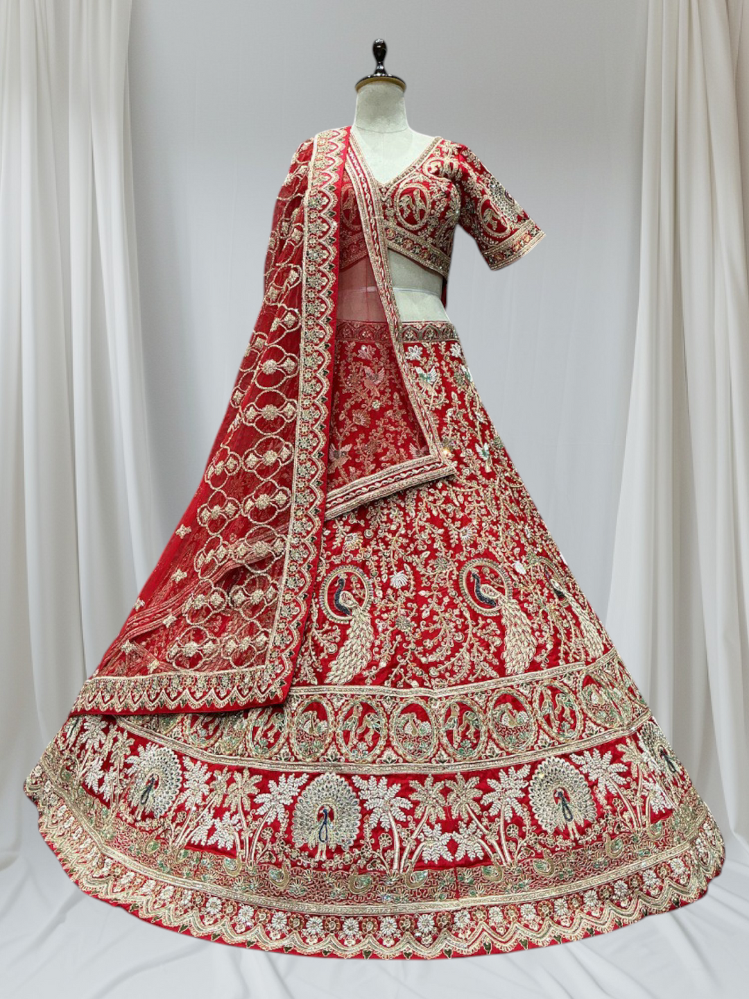 Silk Embroidered Lehenga in Royal Red – Bridal & Festive Wear | Keshav Creations