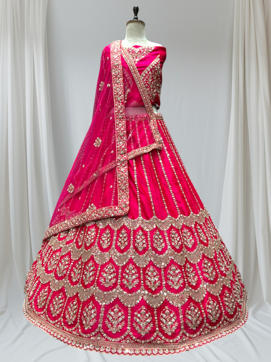 Rani Pink Bridal Lehenga for Girls 