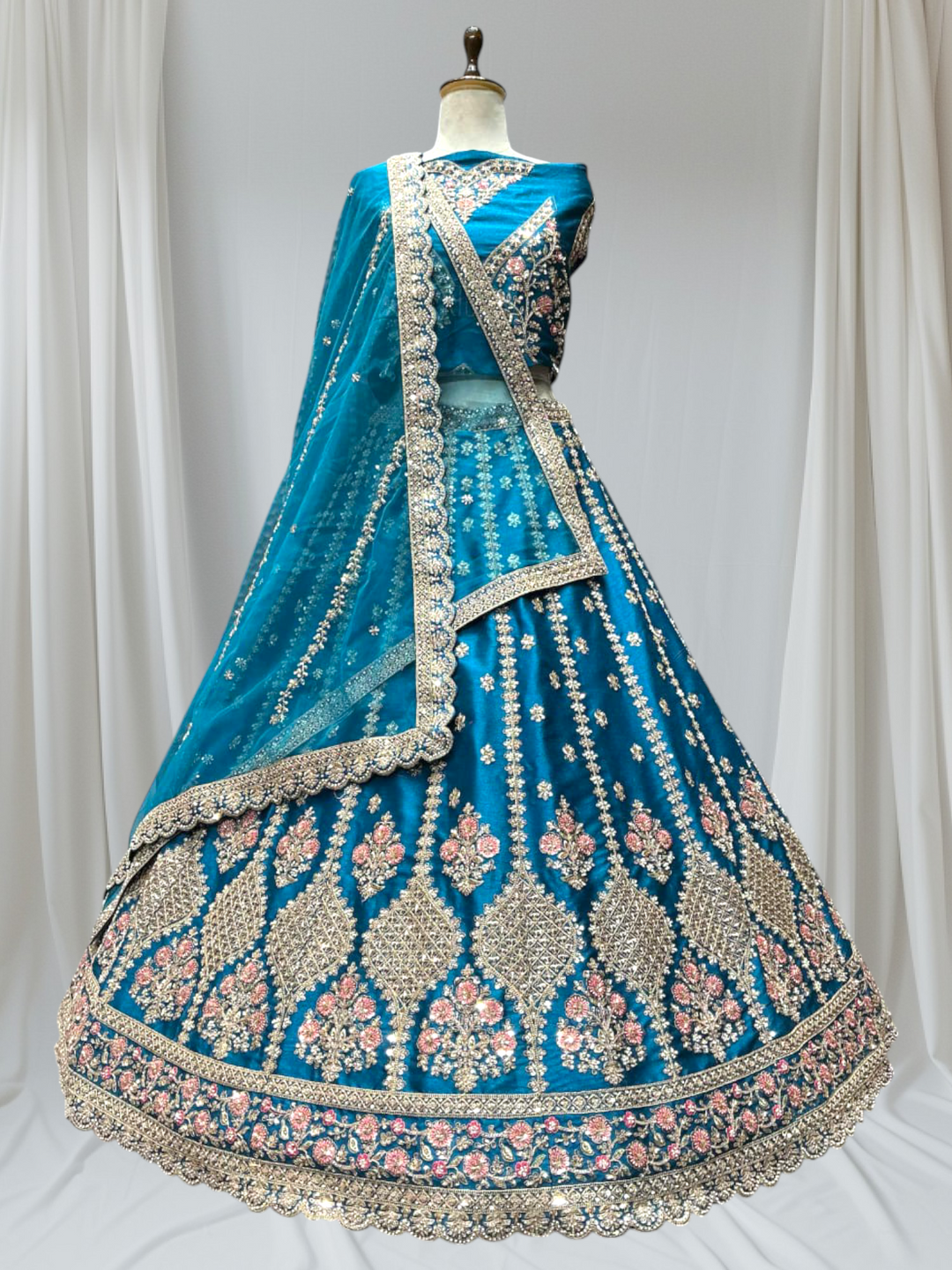 Firozi Colour Designer Party Wear Lehenga for girls 