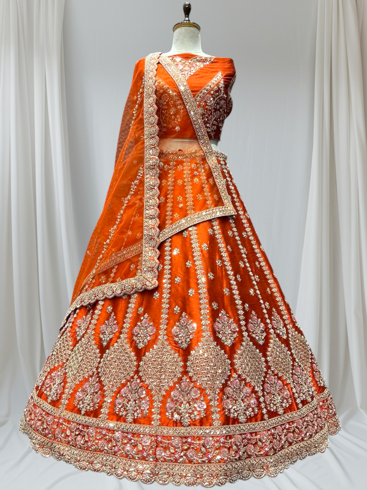 Rust Colour Designer Party Wear Lehenga for Girls
