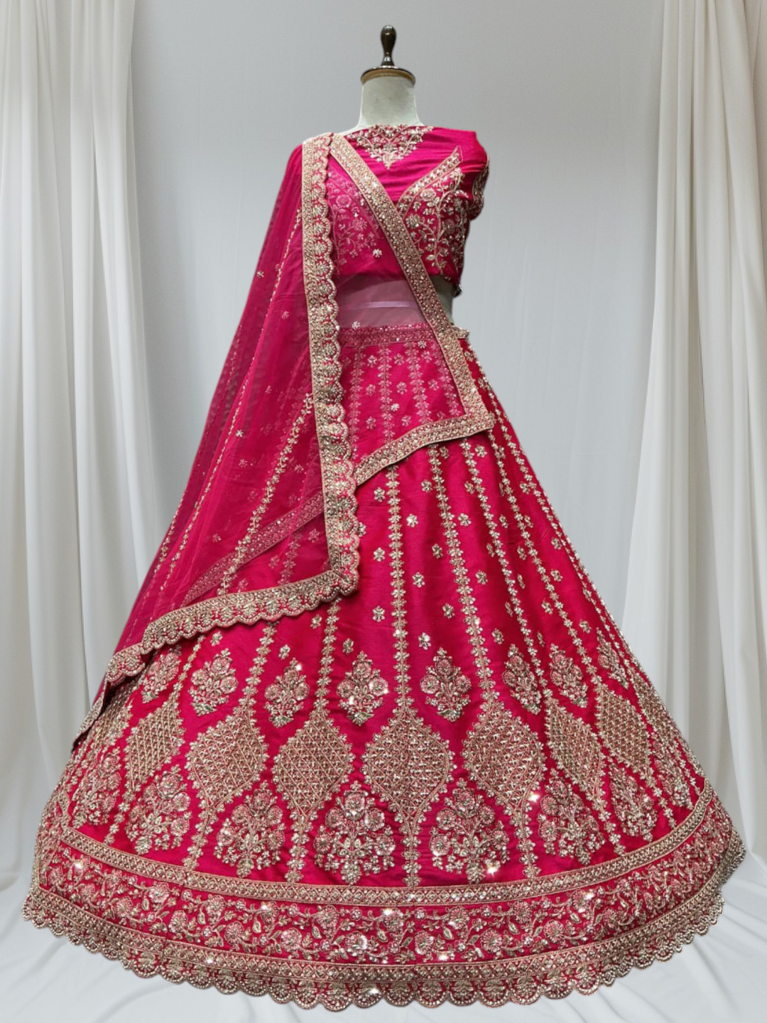 Rani Pink Colour Designer Party Wear Lehenga for Girls 