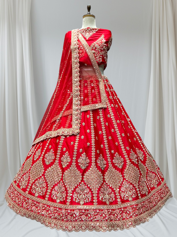 Royal Red Designer Party Wear Lehenga for Girls 