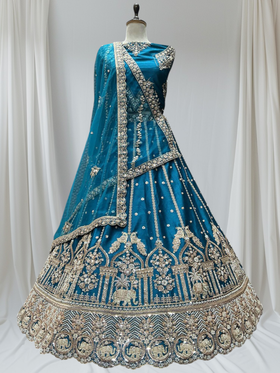 Firozi Colour Designer Party Wear lehenga for girls 