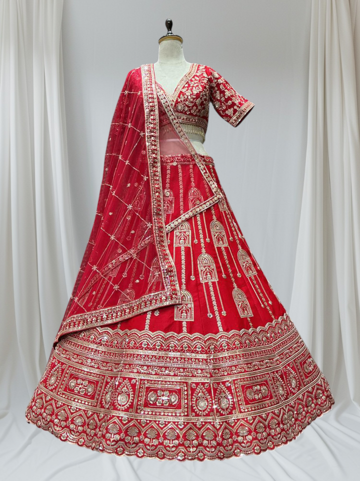 Royal Red Designer Bridal Lehenga for Girls