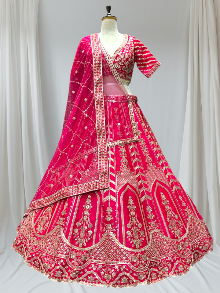 Rani Pink Designer Party Wear Lehenga for Girls 