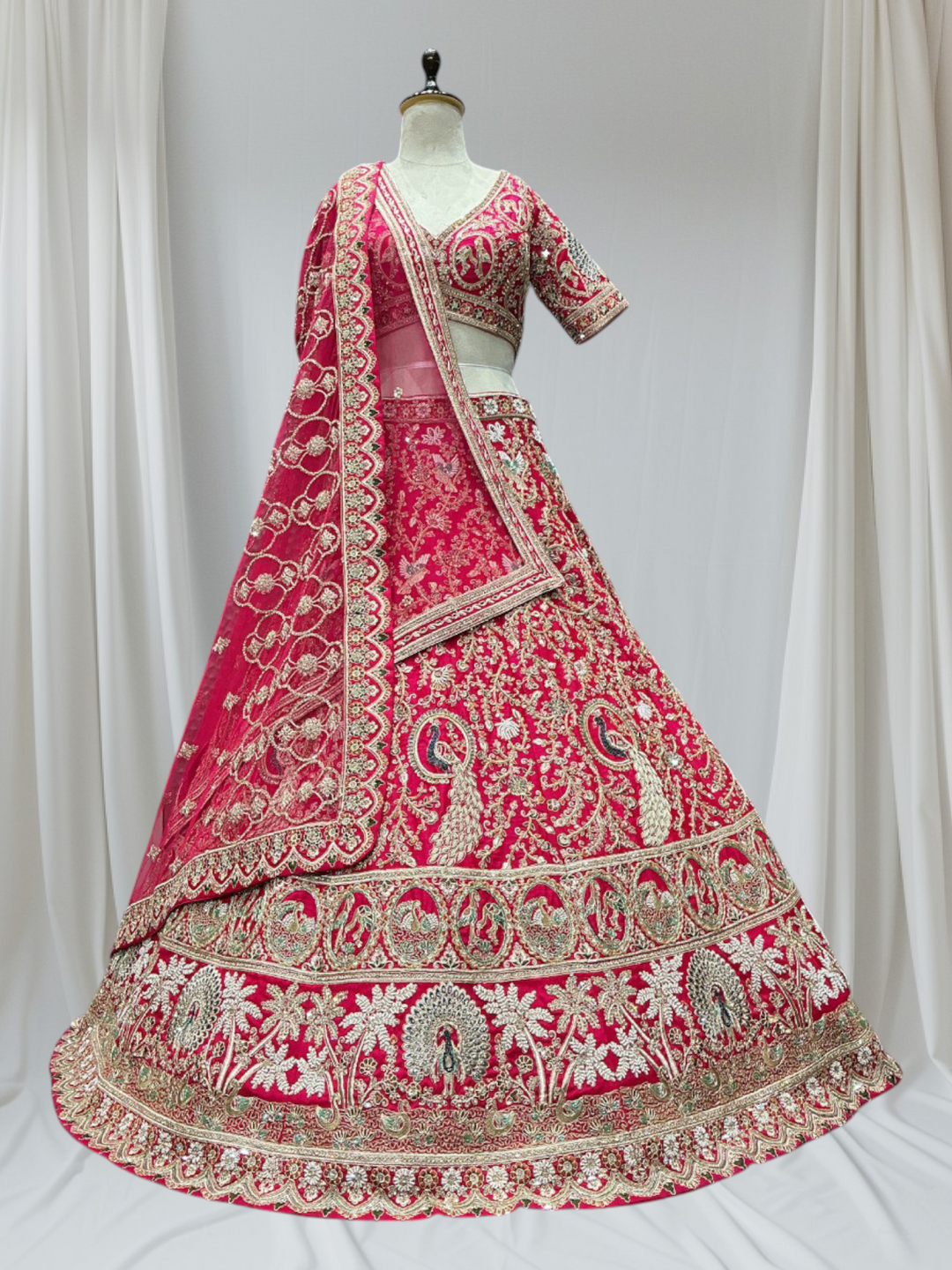 Silk Embroidered Lehenga in Rani Pink Bridal & Festive Wear | Keshav Creations