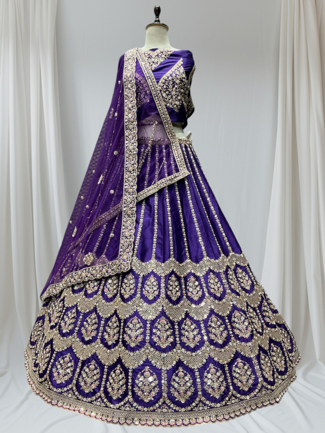 Royal Purple Bridal Lehenga for Girls 