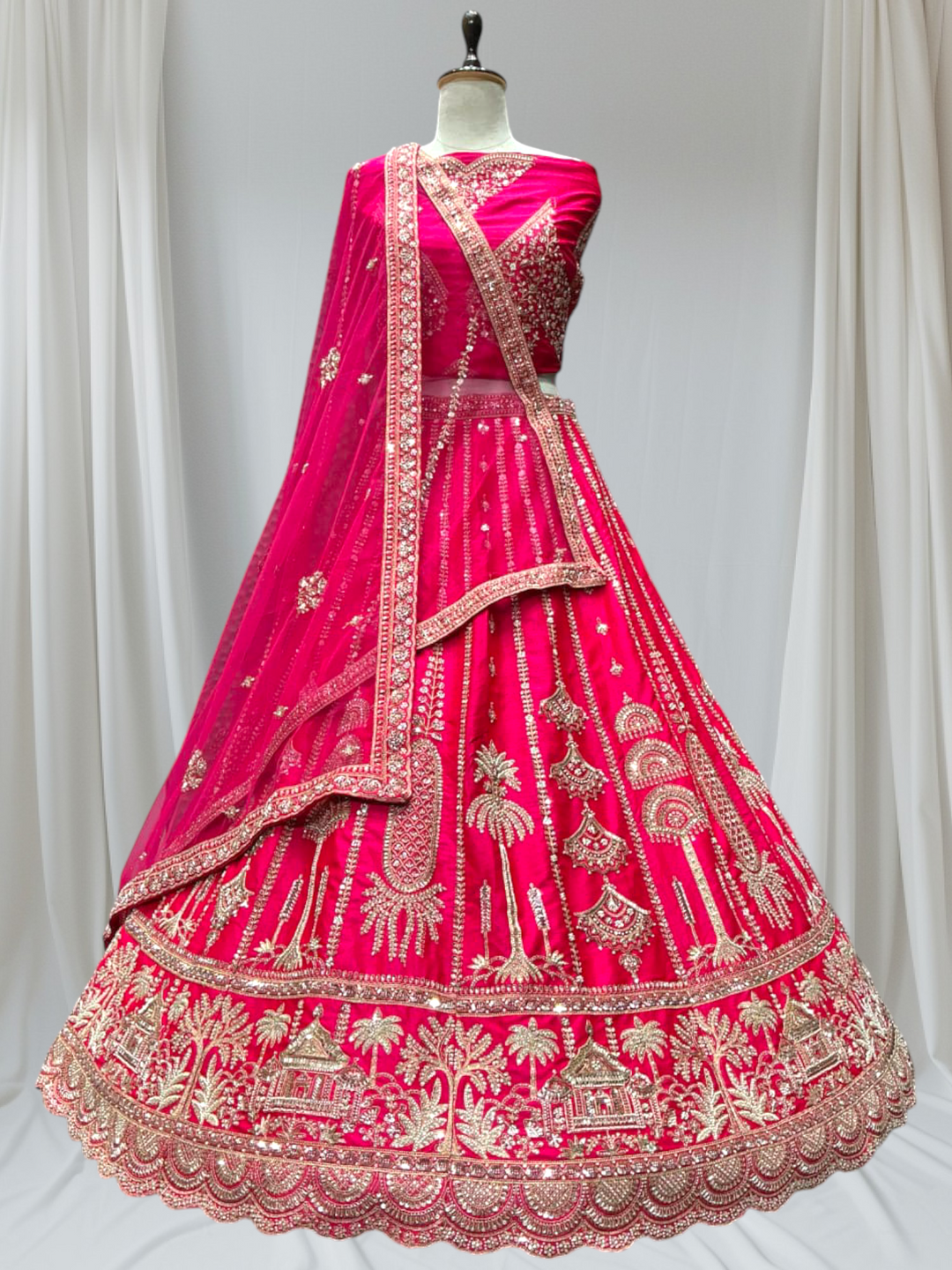 Pink embroidered traditional bridal lehenga for Wedding 