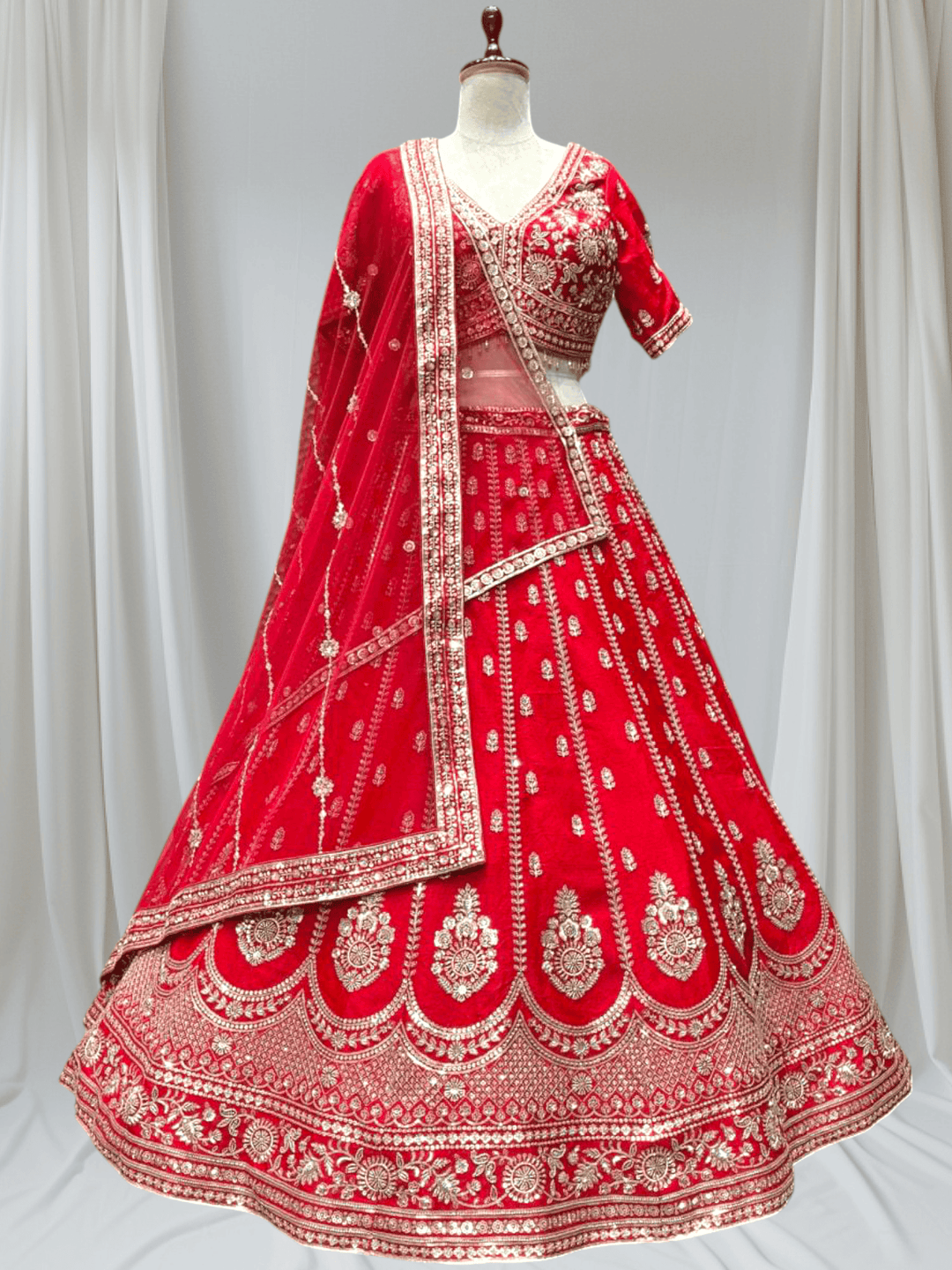 Red Bridal embroidered lehenga for Wedding 
