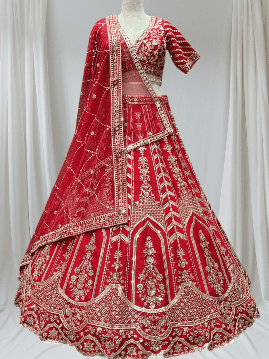 Red Bridal embroidered traditional outfit for wedding 