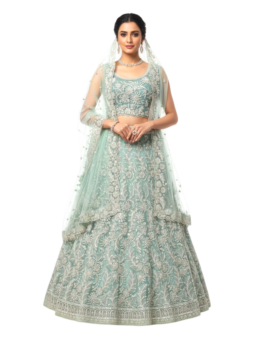 Mint Green Embroidered Party Wear Lehenga Choli | Designer Wedding & Festive Lehenga - Keshav Creations Store Mint Green Embroidered Party Wear Lehenga Choli | Designer Wedding & Festive Lehenga - Keshav Creations Store