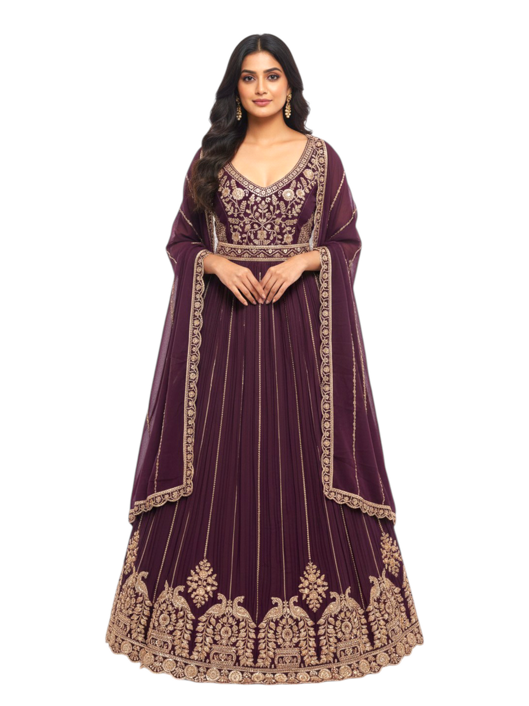 Wine color designer lehenga choli with intricate embroidery for wedding and party wear
