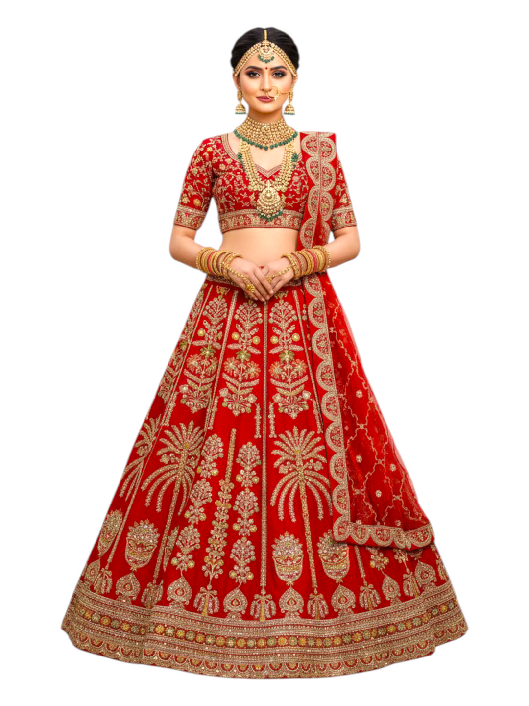 Classic Red Zari Work Bridal Lehenga for wedding at Keshav Creations Chandni Chowk Delhi 

