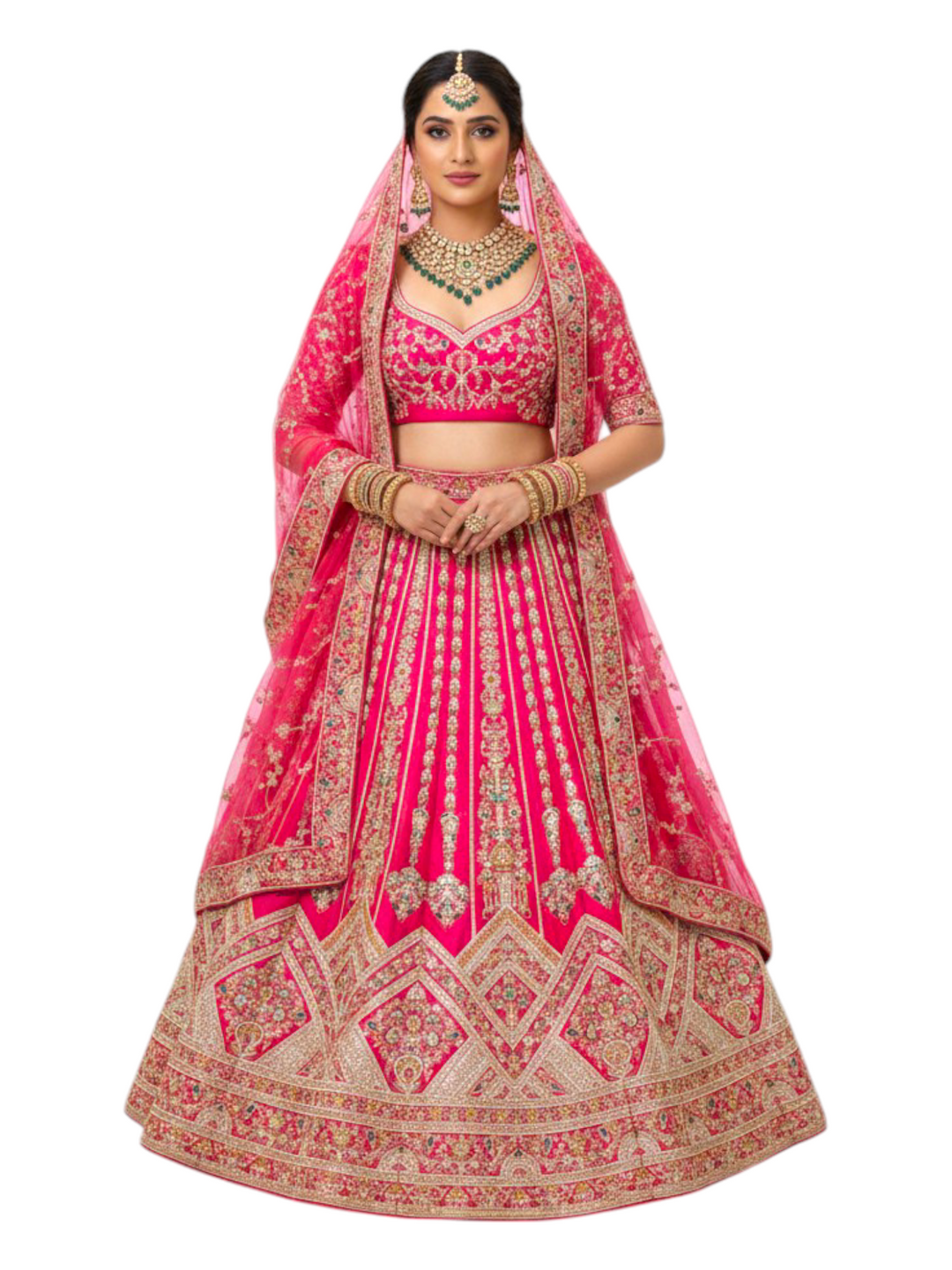 Designer Bridal Rani Pink Lehenga For Wedding at Keshav Creations Delhi Chandni Chowk 