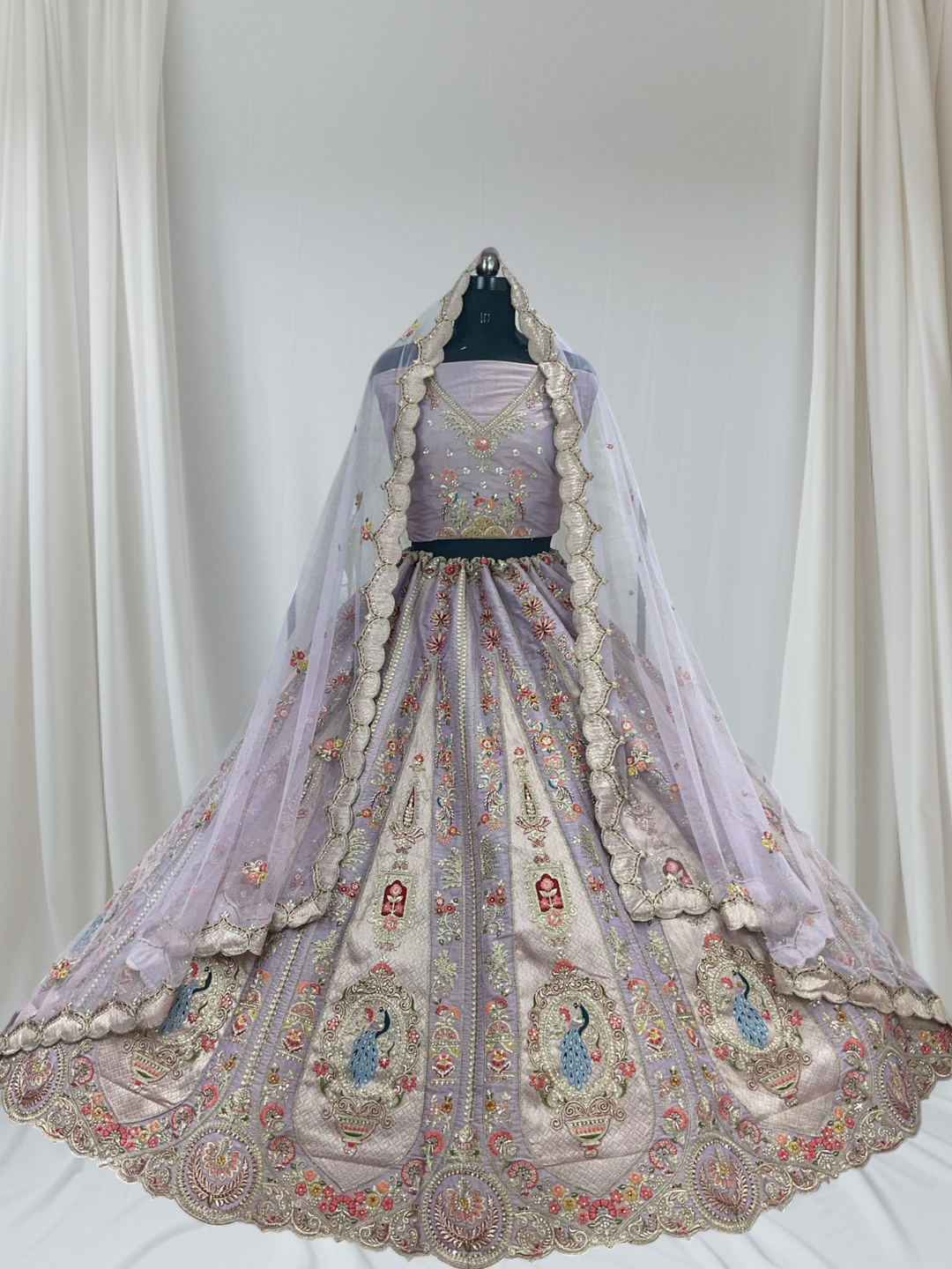 Lavender Embroidered Lehenga with Net Lavender Dupatta