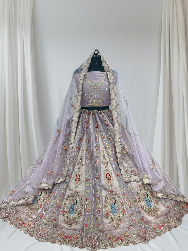 Lavender Embroidered Lehenga with Net Lavender Dupatta
