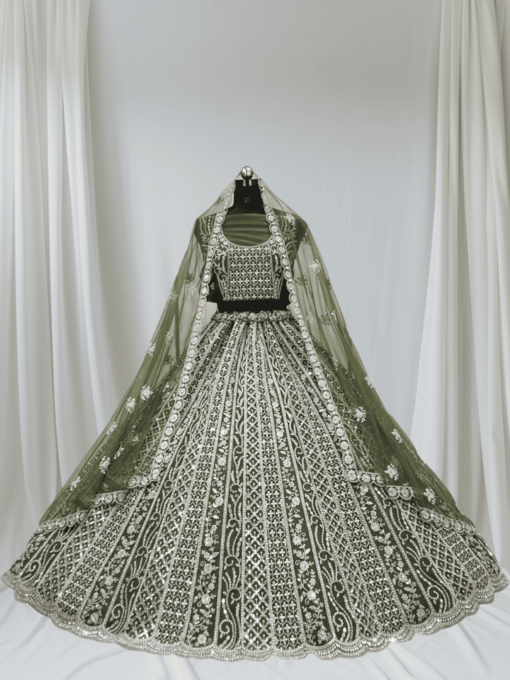 Olive Green Lehenga For Mehendi 